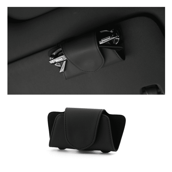 Ompellus Car Visor Sunglasses Case, Leather Glasses Clip Holder for Sun visor, Auto Eyeglasses Organizer Box, Glasses Protective Storage Case, Vehicle Visor Accessories(Black)
