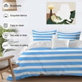 thumbnail image 3 of Cal King 4 Piece Bedding Set Simple Blue Striped Soft Breathable Duvet Cover and Pillowcase,Modern Geometric Line Duvet Cover Set Washable Bed Sheets for Bedroom Dormitory Guest Room, 3 of 9
