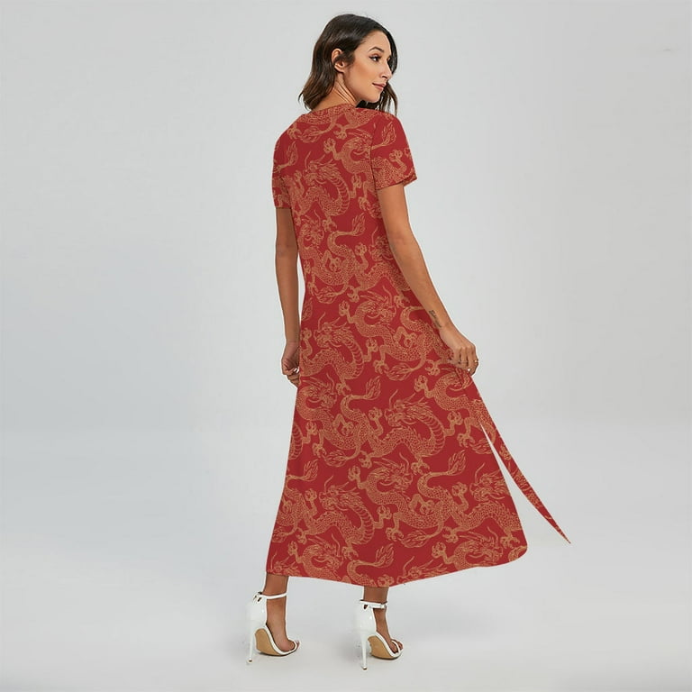 knee length dresses for ladies Vintage Dragon Dress