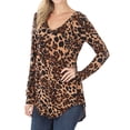 thumbnail image 2 of A2Y Women's Luxe Rayon Leopard Print Long Sleeve High-Low Hem Tops Brown L, 2 of 3