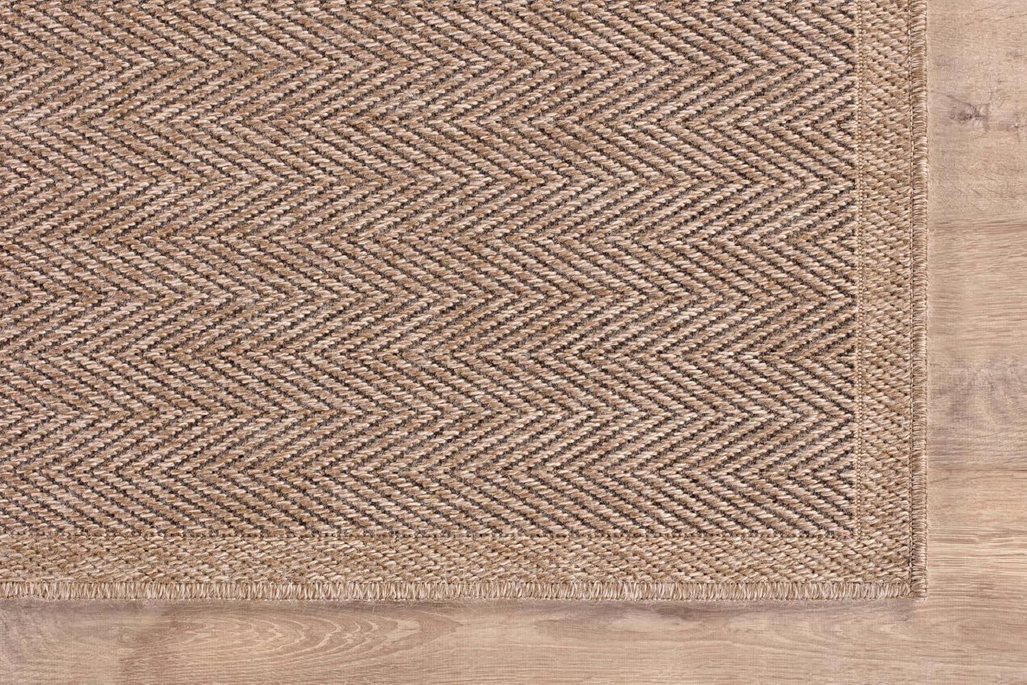 CAMILSON Easy Jute Rug Indoor Outdoor Farmhouse Area Rugs Herringbone-Natural 9x12