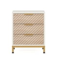 thumbnail image 3 of Resenkos Night Stands for Bedrooms, White and Gold Light Wood Grain Nightstands with 3 Drawers Bedside End Tables Storage for Living Room, 3 of 7