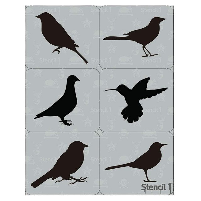 Juego de plantillas Stencil1 Invierno Navidad Silueta de ave, paquete de 6