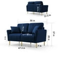 thumbnail image 2 of Velvet Living Room Sofa Set - 3-Piece with 2 Accent Chairs and Compact 2-Seater Sofa for Small Spaces, Navy Blue, 2 of 9