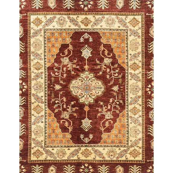 Ahgly Company Indoor Rectangle Abstract Red Abstract Area Rugs, 7' x 10'