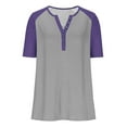thumbnail image 6 of Eiyaclvo Womens Summer Tops Short Sleeve Raglan T Shirts V Neck Loose Tunic Top Trendy Color Block Blouse Casual Dressy T-Shirt, 6 of 9