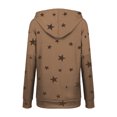 thumbnail image 4 of LUXUR Ladies Sweatshirt Stars Print Pullover Drawstring Hoodies Loose Fit Hooded Tops Long Sleeve Khaki XXL, 4 of 7