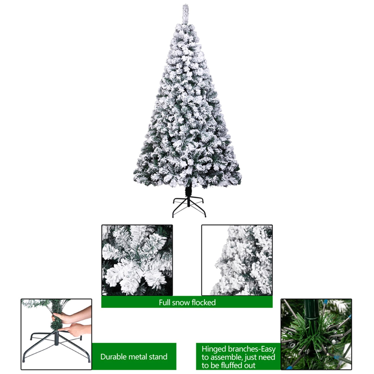 Kepooman 7ft Pvc Flocking Christmas Tree 1300 Branches Spread Out Naturally Tree Kepooman 7ft Pvc Flocking Christmas Tree 1300 Branches Spread Out Naturally Tree