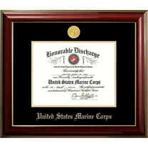 Campus Images MADCL001 8.5 x 11 in. Patriot Frames Marine Discharge Classic Mahogany Frame with Gold Medallion