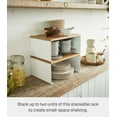 thumbnail image 3 of Yamazaki Home Stackable Countertop Shelf - Two Sizes, White, Steel + Wood, Large,  Stack up to two, Supports 11 pounds, Stackable, Minimal Assembly, 3 of 7