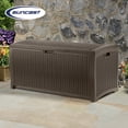 thumbnail image 4 of Suncast 99 Gallon Deck Garden Garage Home Wicker Resin Pool Box, Mocha (3 Pack), 4 of 8