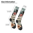 thumbnail image 2 of Xecao Vintage Art Butterfly Flower print thigh-high socks, crafted for both men and women with a stretchy, high-opaque design perfect for daily wear, 2 of 6