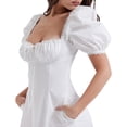 thumbnail image 4 of Vestidos Largos De Verano Nueva moda para mujer, cuello cuadrado, ajustado, sin espalda, vestido largo blanco, manga abullonada, vestido de verano, falda francesa Cgtredaw para Mujer Blanco T 18, 4 of 9