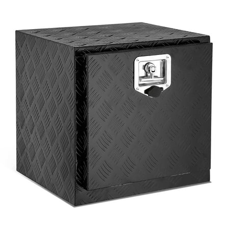 DNA Motoring 18" 17.7"x18" Aluminum Tool Box Pickup Truck Bed RV Trailer Storage w/Lock & Key Black