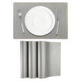 thumbnail image 1 of 4 Pcs Manteles Individuales de Cuero Sintético para Mesa de Cena, Manteles Rectangulares Resistentes al Calor (Línea de Oro Plateado), 1 of 5