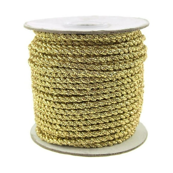 2 Ply Twisted Cord Rope Decorative, Gold Trim, 3mm, 25 Yards (Gold)