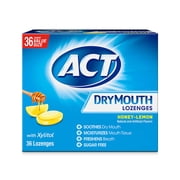 ACT Dry Mouth Lozenges With Xylitol, 36-Count, Sugar Free Honey-Lemon C3