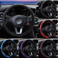 thumbnail image 5 of Leather Steering Wheel Cover - 15 inch Black Wine red, 5 of 5