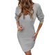 thumbnail image 1 of Abrigo de Moda Suéter de punto cruzado con estampado de en color de contraste Eslinga de hombro con fugas sexy (Gris, S), 1 of 4