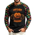 thumbnail image 2 of Halloween Long Sleeve Sweatshirts for Men Funny Spooky Ghost Witch Pumpkin Printed Moisture Wicking Basic Workout Tops for Holiday Wear, 2 of 5