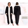 thumbnail image 3 of Silver Lilly Womens Zippered Sherpa Trim Fleece Robe with Hood - Warm Plush Luxury Bathrobe (Black, XX-Large), 3 of 6