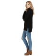thumbnail image 3 of YEMAK Women's Cowl Neck High Low Hem Side Slit Pop-Corn Knit Casual Loose Oversized Tunic Sweater MK3650-BLK-S-BD, 3 of 4