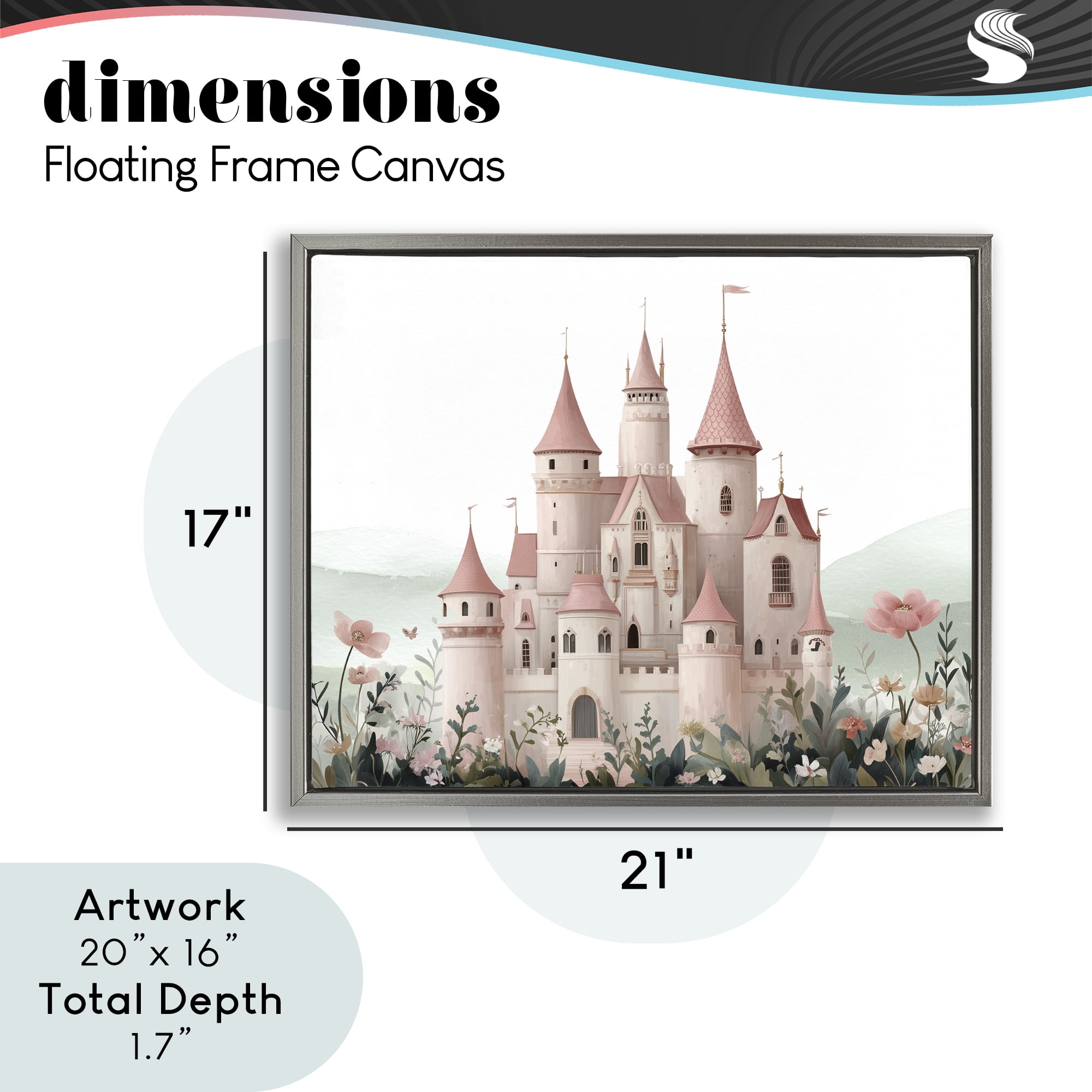 Stupell Industries A Castle For Princess Gray Framed Floater Canvas Wall Art, design by Christine Simpson Art
