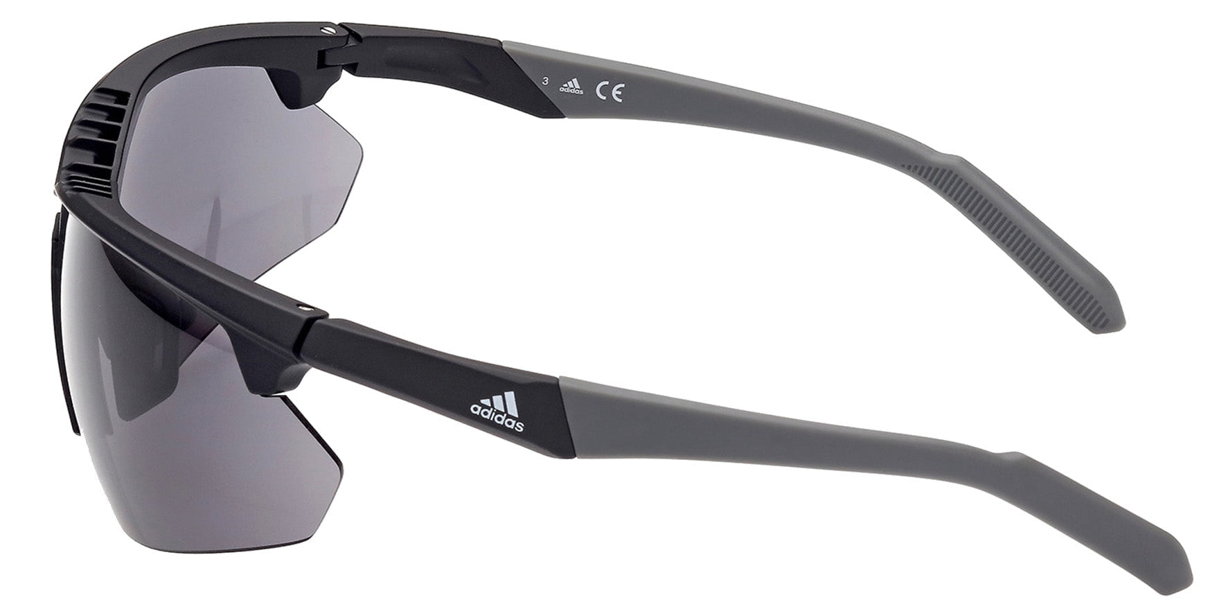 Adidas Men's Semi-Rimless Wrap Sunglasses with Clear Bonus Lens- Matte Black/Smoke Grey  SP0042-02A-79