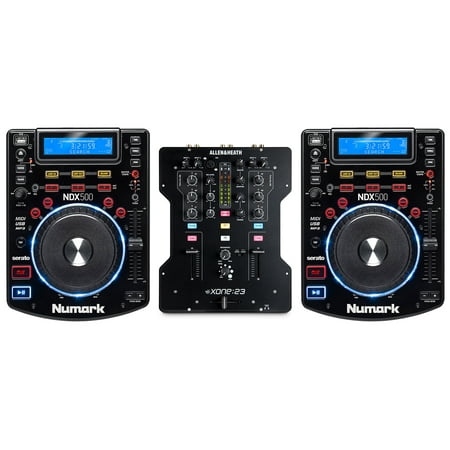 (2) Numark NDX500 DJ Tabletop USB/CD Controllers+Allen & Heath XONE:23 Mixer