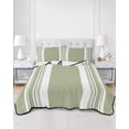 thumbnail image 2 of Quilts Twin-XL Size Bedding Set, Farmhouse Sage Green Lightweight Quilted Comforter, Aesthetic Modern Line Striped Soft Reversible Bedspread Coverlet with Pillow Covers for All Season, 68" x 98", 2 of 7