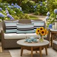 thumbnail image 5 of Turquoise Black Stripe Outdoor Pillow Covers 16x16 Inch Throw Pillow Covers Set of 2 Waterproof Decorative Pillow Cases Modern Abstract Coarse Striped Cushion Covers for Patio Furniture Garden Couch, 5 of 8