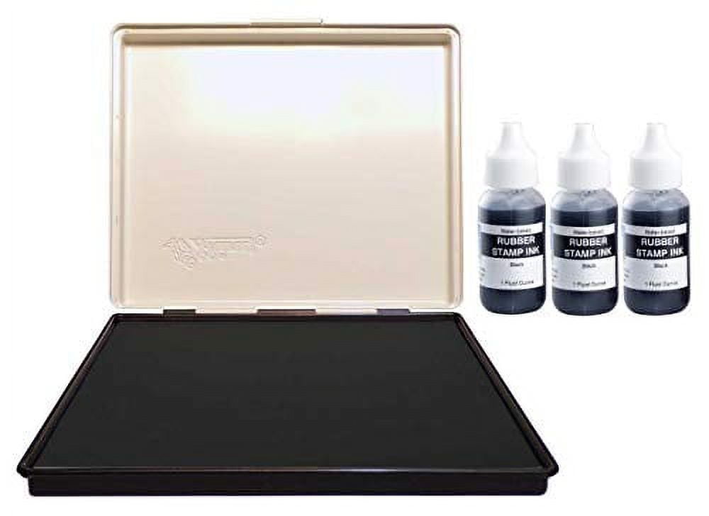 Extra Large 8" x 12" Industrial Rubber Stamp Ink Pad in Metal Case, Black Stamp Pad