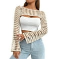 thumbnail image 2 of Aihuaihua Crochet Shrugs for Women Y2K Hollow Out Bolero Shrug See Through Cropped Knit Sweater Top, 2 of 9
