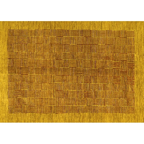 Ahgly Company Indoor Rectangle Abstract Yellow Contemporary Area Rugs, 7' x 10'