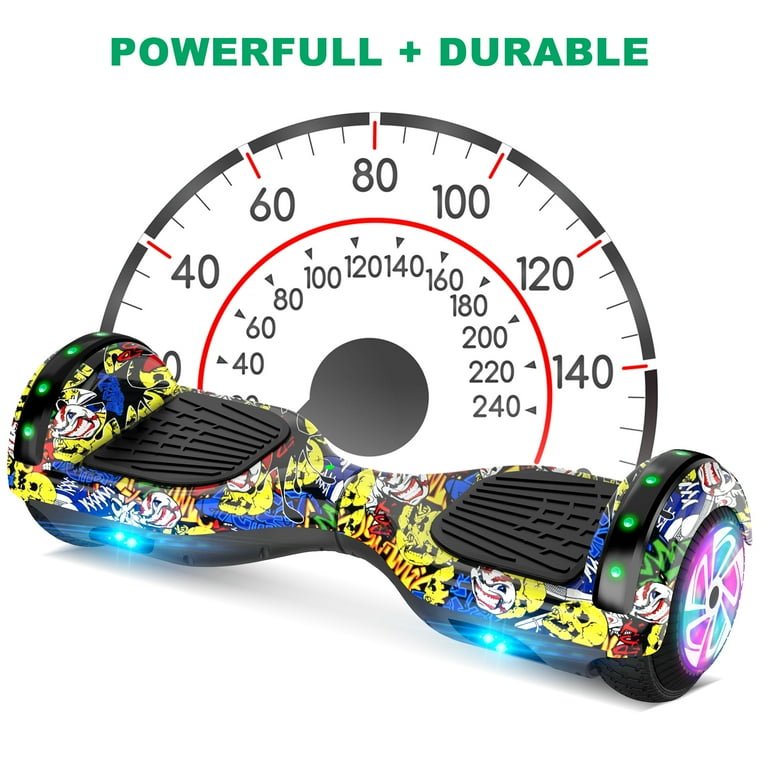 SISIGAD Hoverboard Set Electric Scooter for Kids 6.5 inch Wheels Bluetooth LED Lights Graffiti Walmart