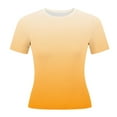 thumbnail image 3 of cocolona Summer Crop Tops for Women Short Sleeve Crew Neck Slim T-shirts Fashion Casual Gradient Color Blouses Basic Tees, 3 of 7