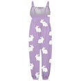 thumbnail image 5 of Ruyang Toddler Girls Bunny Printed Overall Jumpsuit My First Easter Outfit Baby Sleeveless Spaghetti Strap Romper Summer Clothes, 5 of 5