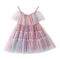 thumbnail image 4 of HJYCHN Kids Dress Sleeveless Gradient Mesh Party Gown with Ruffled Straps for Carnival Girls Dress 4-5 Years, 4 of 5