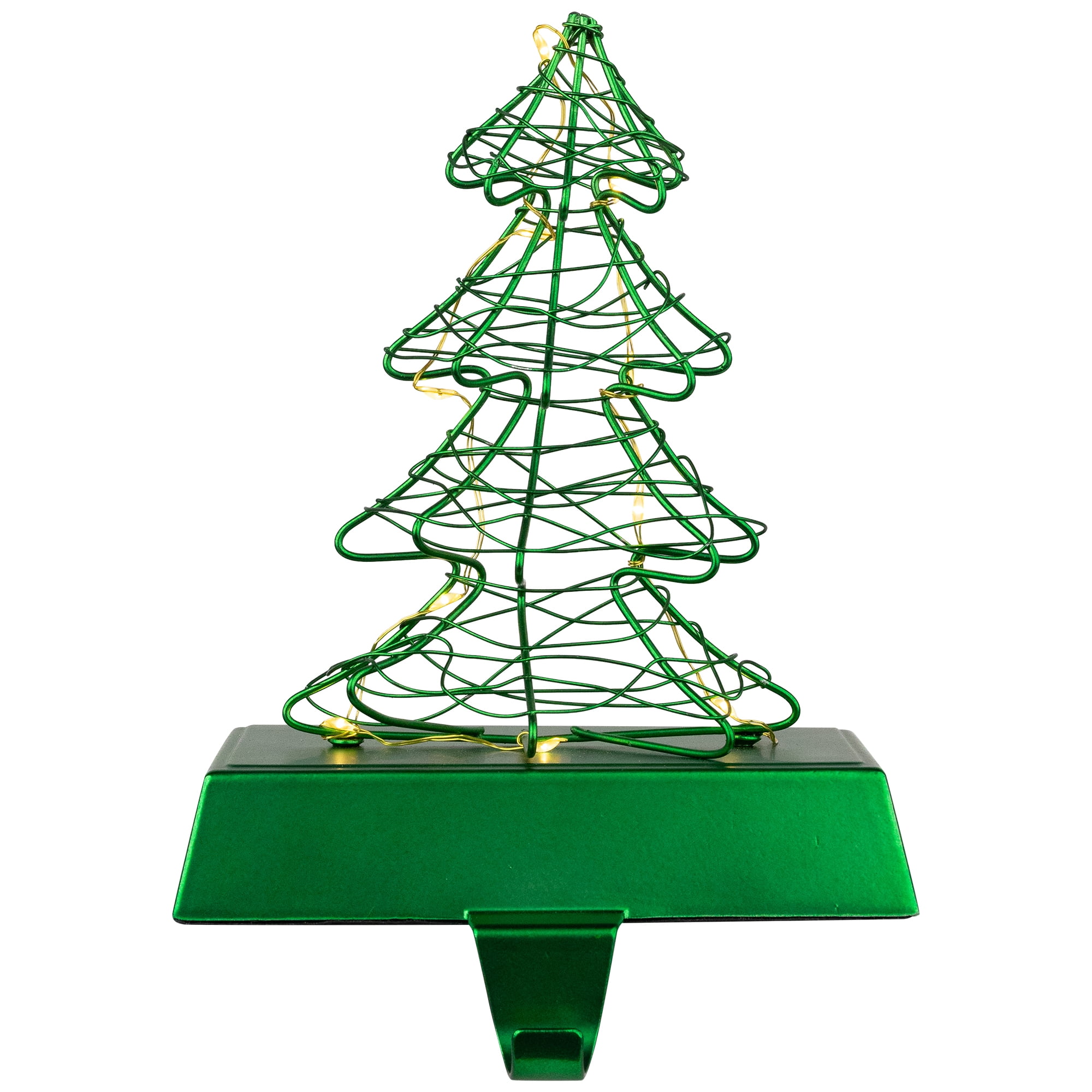 Northlight LED Lighted Wire Christmas Tree Stocking Holder - 6.75" - Green