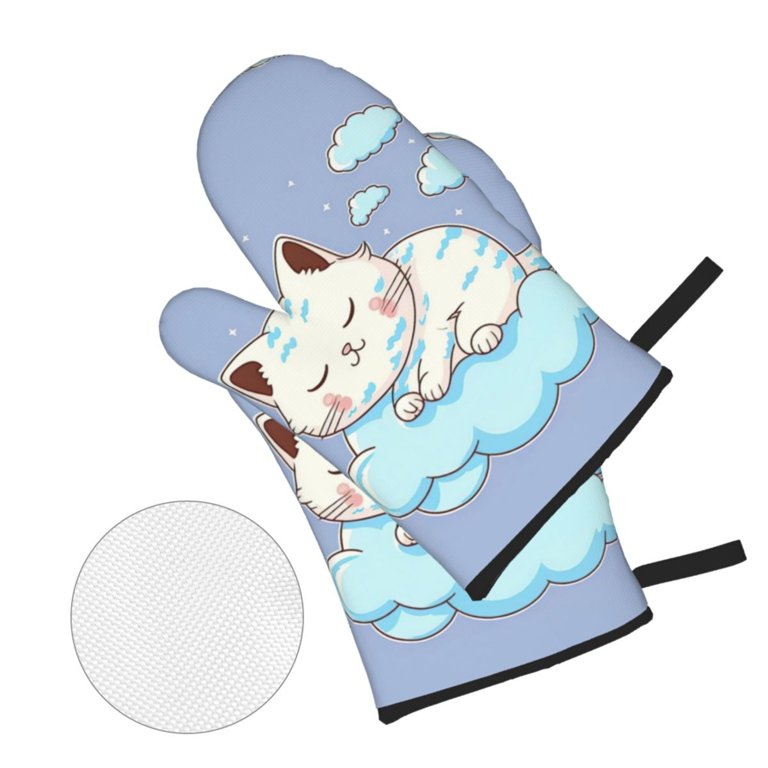 Cute Cat Oven Mitts and Pot Holders Sets of 3 Funny Animal Insulated  Kitchen Golves Heat Resistant Potholders for Cooking Baking Grilling BBQ,  Cat