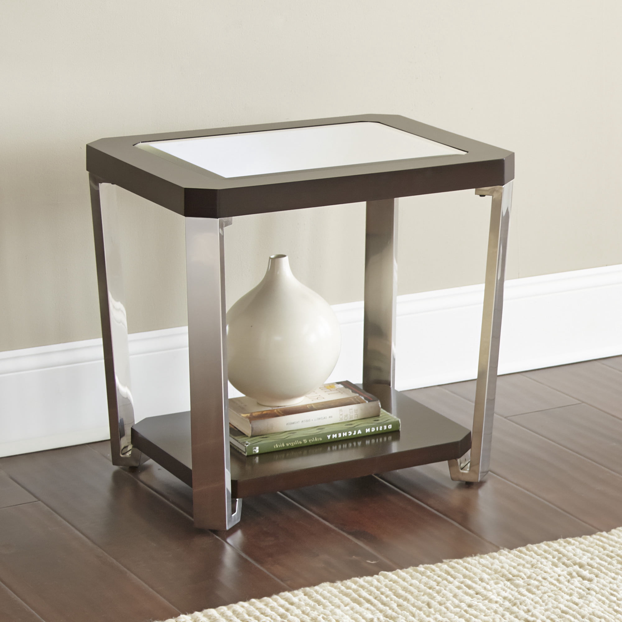 Steve Silver Truman Mirror Top End Table, Espresso Chocolate