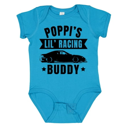 

Inktastic Poppis Lil Racing Buddy with Car Silhouette Gift Baby Boy or Baby Girl Bodysuit