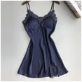 thumbnail image 2 of Nfurl Lingerie for Women Camisole Nightgowns Elegant Lace Trim Spaghetti Strap Nightgown Built in Bra Casual Sleeveless Night Gowns Dark Blue,S, 2 of 3