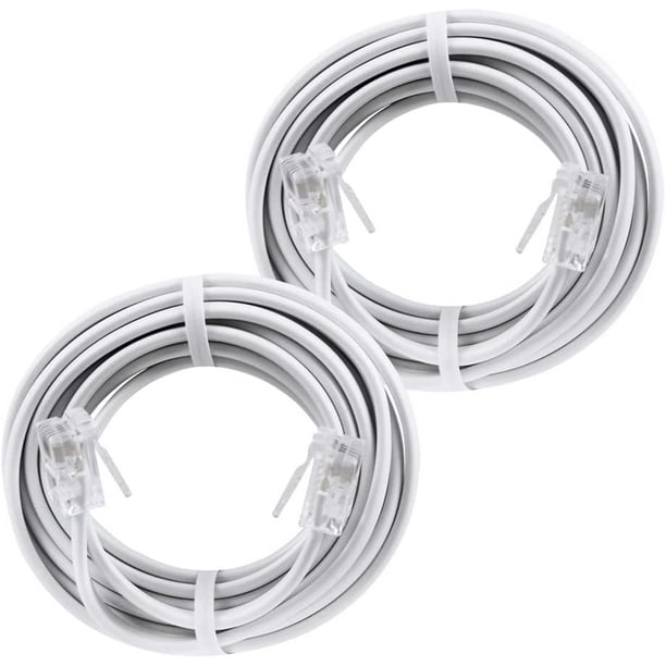 Telephone Line Cord, 2 Pack, 7 Feet, Phone Cord, Modular Jack Ends