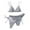 Gray, variant on KIHOUT Women's Solid Color Triangle Bikini Swimsuit Set | Removable Padded Top with Tie Side Bottoms | Backless Three Piece Bathing Suit