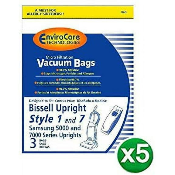 Replacement Part For Bissell (15) Style 7 Vacuum Micro Filtration Paper Bags for # 840