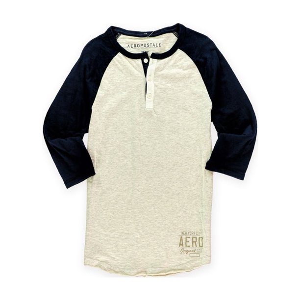 Camiseta henley de dos tonos Aeropostale para hombre azul extragrande