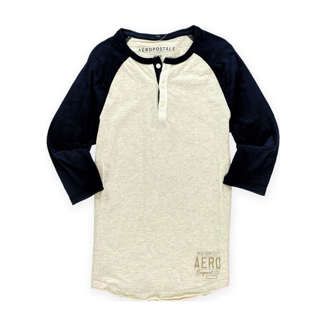 Camiseta henley de dos tonos Aeropostale para hombre azul extragrande