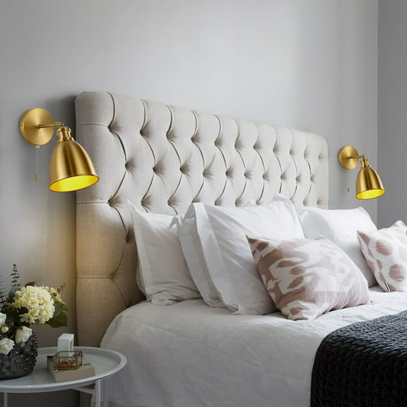 JONATHAN Y Hudson 6.5" 1-Light Farmhouse Bohemian Iron LED Sconce, Brass Gold (Set of 2)