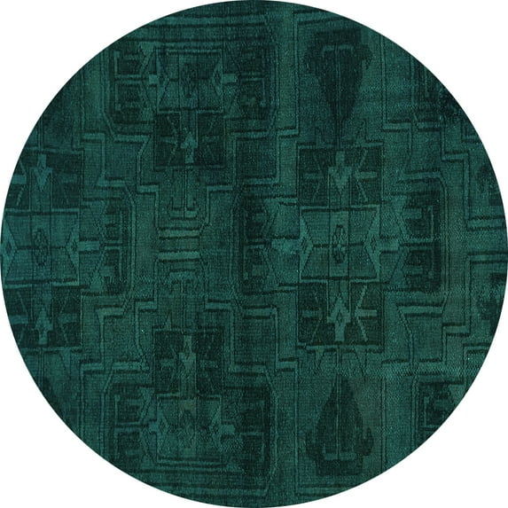 Ahgly Company Indoor Round Persian Turquoise Blue Bohemian Area Rugs, 8' Round